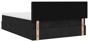 Cama otomana com colchão 140x200 cm tecido preto