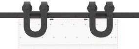 Kit de ferragens para porta deslizante 183 cm aço preto