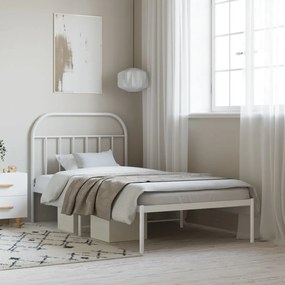 vidaXL Estrutura de cama com cabeceira 100x200 cm metal branco