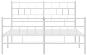 Estrutura de cama com cabeceira e pés 150x200 cm metal branco