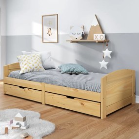 3185207 vidaXL Sofá-cama com 2 gavetas 90x200 cm madeira de pinho maciça IRUN