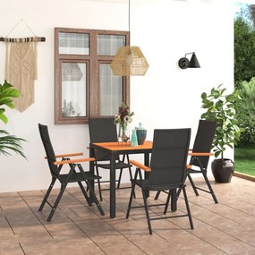 vidaXL 5 pcs conjunto de jantar para jardim preto e castanho