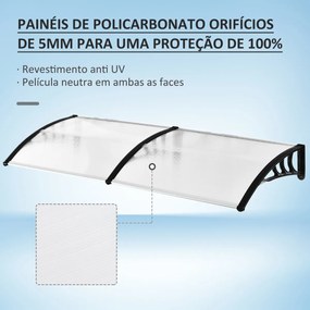 Marquise para Portas e Janelas 195x80cm Marquise com Proteção para Sol e Chuva com Painéis de Policarbonato Transparente