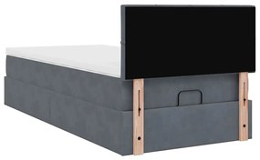 Estrutura cama otomana colchão 90x190 cm veludo cinzento escuro