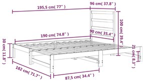 Estrutura sofá-cama de puxar 2x(90x190) cm pinho maciço