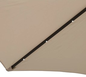 Outsunny Chapéu de Sol de Jardim Ø270x240cm com 24 Luzes LED Solar Mecanismo de Inclinação Manivela e Mastro Desmontável de Metal para Terraço Piscina Pátio Creme