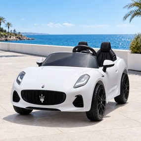 Carro elétrico para crianças 12V Maserati GranTurismo Folgore, 2 lugares, pneus de borracha Branco