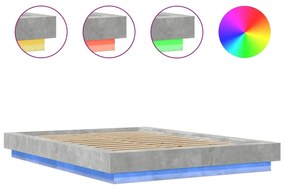 Estrutura cama c/ luzes LED derivados de madeira cinza cimento