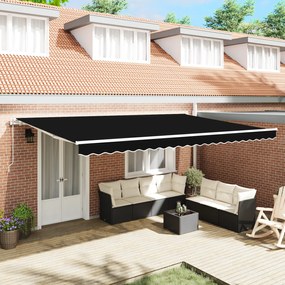 Toldo Retrátil Automático vidaXL Preto 500x350 cm