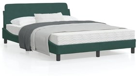 Estrutura de cama c/ cabeceira 120x200 cm veludo verde-escuro
