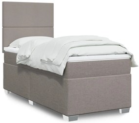Cama com molas/colchão 90x190 cm tecido castanho-acinzentado