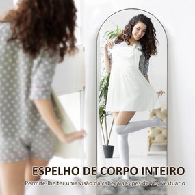 Espelho de Pé 150 x 50 cm Independente, Encostado ou de Parede, Sem Moldura, Preto