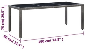 9 pcs conjunto de jantar para exterior vime PE cinzento