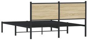 Estrutura de cama com cabeceira 140x200cm metal carvalho sonoma