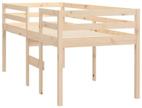 Cama alta 90x190 cm madeira de pinho maciça