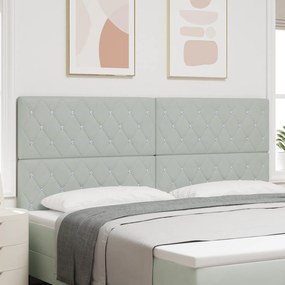 vidaXL Cabeceira Botão de Cristal Tufted Cinza Claro de 200 cm em Veludo
