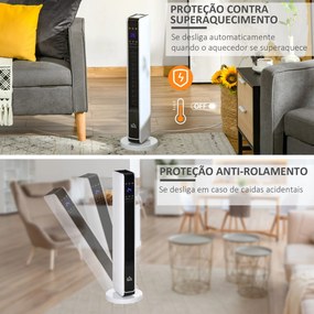 Aquecedor Cerâmico de Torre com Controlo Remoto - Branco - 21x21x73 cm