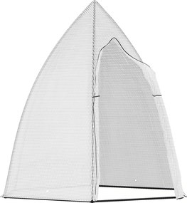 Outsunny Mini Estufa Tenda de Inverno para Plantas com Porta Enrolável Jardim Varanda Proteção Invernal Branco 160 x 140 x 180 cm | Aosom Portugal