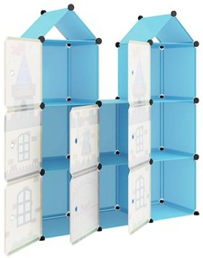 Armário de arrumação infantil com 8 cubos PP azul