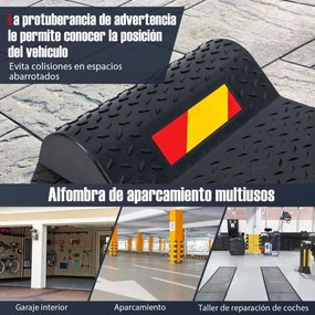 Conjunto de 2 tapetes de estacionamento antiderrapantes Limpa rodas com tiras reflectoras Tapete de chão antiderrapante para veículos Preto