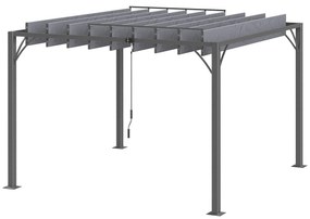 Pérgola 3x3 m para Jardim com Desenho de Lâminas Superiores Giratórias até 135° Proteção UV 50+ para Pátio Terraço Cinza