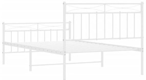 Estrutura de cama com cabeceira e pés 100x200 cm metal branco