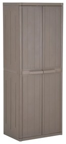 vidaXL Móvel arrumação jardim 65x45x172 cm PP aspeto madeira castanho