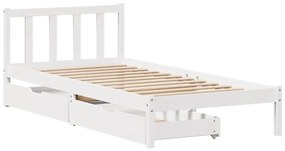 Cama sem colchão 90x200 cm madeira de pinho maciça branco