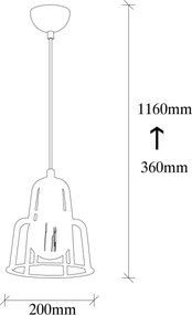 Candeeiro de Teto Endustri – Preto – Diâmetro 20 cm, Altura 116 cm