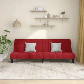 vidaXL Sofá-cama de 2 lugares veludo vermelho tinto