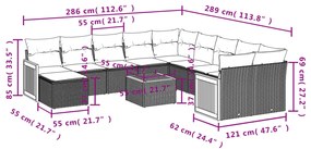 12 pcs conjunto de sofás p/ jardim com almofadões vime PE bege