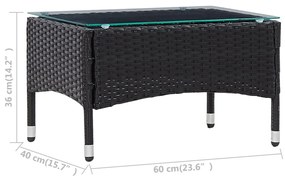 Mesa de centro 60x40x36 cm vime PE preto
