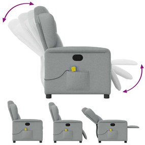 Poltrona de massagens reclinável tecido cinzento-claro