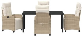 Conjunto de Jantar de Jardim com 5 Peças em Rattan Bege