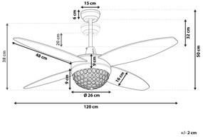 Ventoinha de teto prateada e cinzenta com luz LED ZARQA Beliani