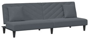2 pcs conjunto de sofás com almofadas veludo cinzento-escuro