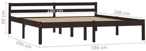 Estrutura de cama 180x200 cm pinho maciço castanho-escuro
