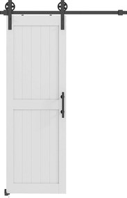 HOMCOM Porta de Correr Celeiro com Ferragens Porta Corredera de Interior com Puxador Rolo e Guia de Chão 71,5x213,4 cm Branco | Aosom Portugal