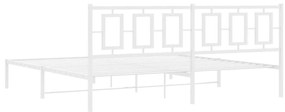 Estrutura de cama com cabeceira 200x200 cm metal branco