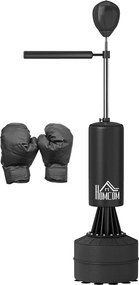 Punching Ball de Boxe com Altura Ajustável com Barra Giratória 360° e Base Preenchida 88x48x155-205 cm Preto