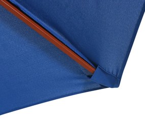 Guarda-sol com mastro de madeira 300x258 cm azul