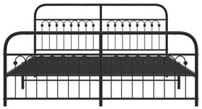 Estrutura de cama com cabeceira e pés 183x213 cm metal preto