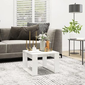 vidaXL Mesa de apoio 50x50x35 cm contraplacado branco brilhante