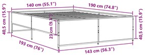 Estrutura cama 140x190 cm derivados de madeira/metal