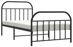 Estrutura de cama com cabeceira e pés 107x203 cm metal preto