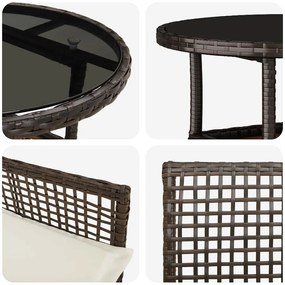 Conjunto de Jantar 5 Peças Jardim Castanho Polirattan