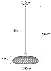 Candeeiro de suspensão oriental preto bambu 50 cm - Ostrava Oriental