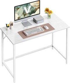 Mesa de computador VASAGLE, mesa de escritório, 100 x 50 x 76 cm, para escritório, quarto, sala de estar, branco bordo e branco nuvem LWD041W44