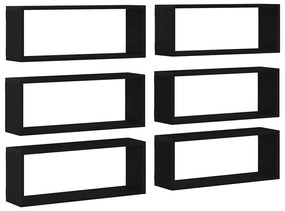 Estantes de Parede vidaXL 6 pcs Carvalho Preto 60x15x23 cm Madeira Eng