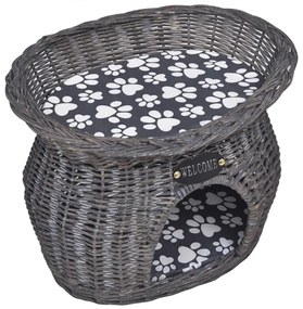 vidaXL Ninho/casa/arranhador p/ animais com almofadão salgueiro